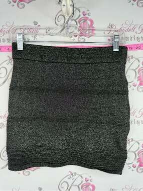 Material Girl skirt sparkly Metallic Black Knit Mini Skirt
